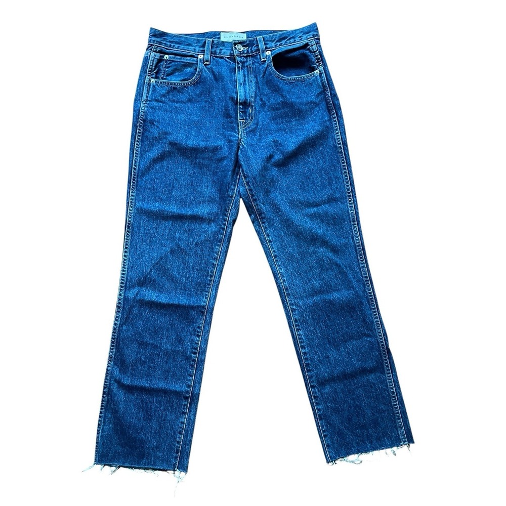 SLVRLAKE Hero Jeans in Stones Thrown High Rise Straight Leg Raw‎ Hem, Size 30